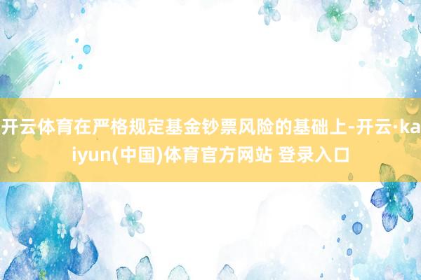开云体育在严格规定基金钞票风险的基础上-开云·kaiyun(中国)体育官方网站 登录入口