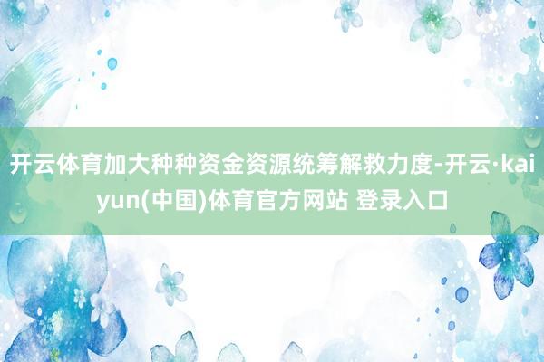 开云体育加大种种资金资源统筹解救力度-开云·kaiyun(中国)体育官方网站 登录入口