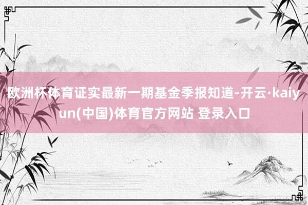 欧洲杯体育证实最新一期基金季报知道-开云·kaiyun(中国)体育官方网站 登录入口