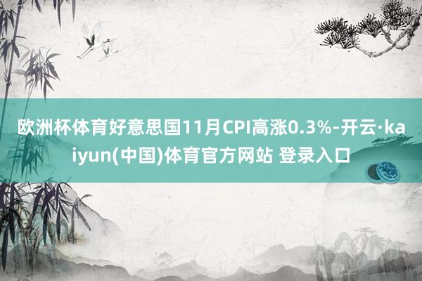 欧洲杯体育好意思国11月CPI高涨0.3%-开云·kaiyun(中国)体育官方网站 登录入口