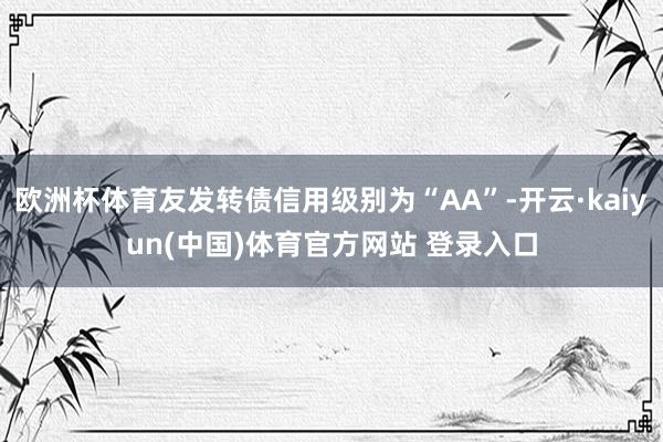 欧洲杯体育友发转债信用级别为“AA”-开云·kaiyun(中国)体育官方网站 登录入口