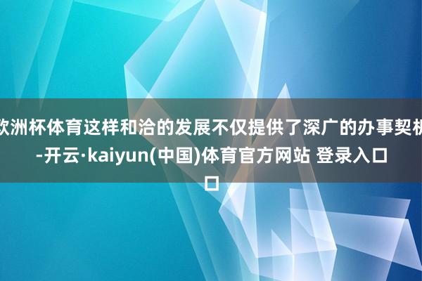 欧洲杯体育这样和洽的发展不仅提供了深广的办事契机-开云·kaiyun(中国)体育官方网站 登录入口