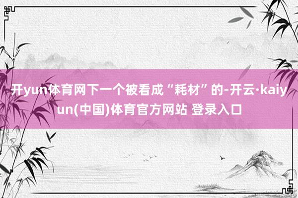 开yun体育网下一个被看成“耗材”的-开云·kaiyun(中国)体育官方网站 登录入口